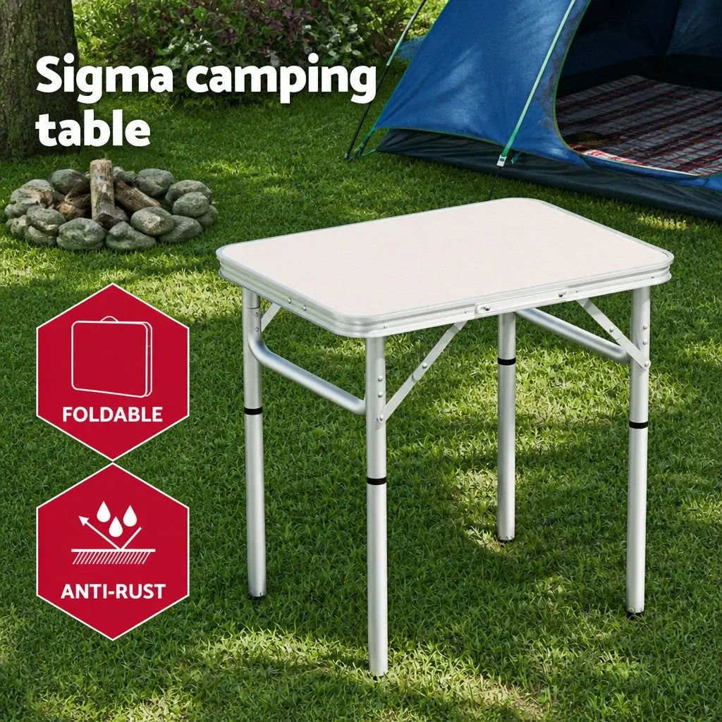 3-Piece Camping Table Chair Set Folding Portable Aluminium Steel Black Silver