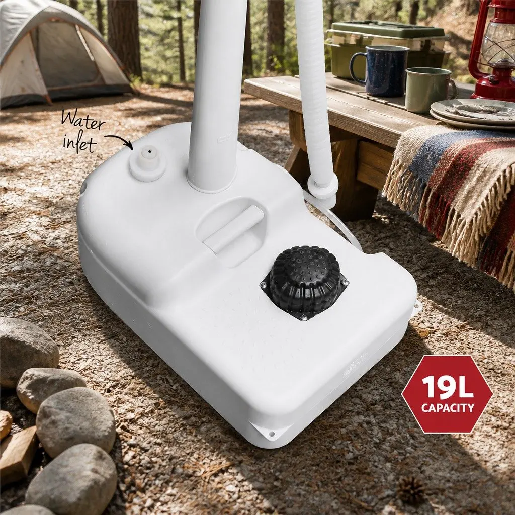 Portable Handwash Station Grey 19L Water Tank with Foot Pump Basin for Outdoor Camping and Events