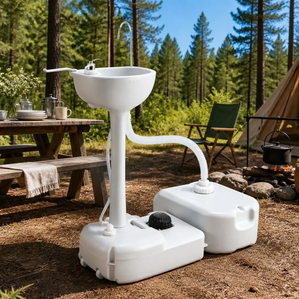 Portable Hand Wash Sink Stand HDPE 43L Grey
