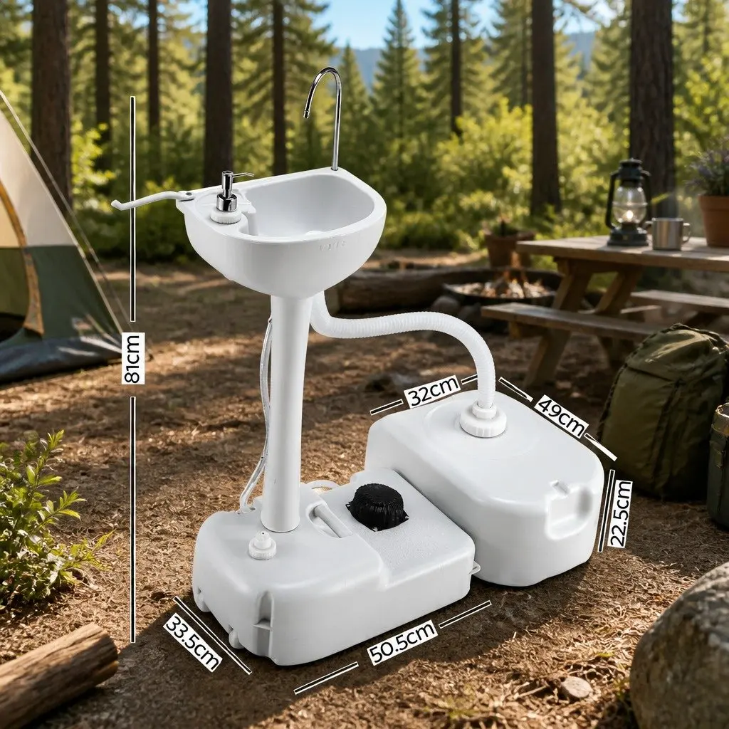 Portable Hand Wash Sink Stand HDPE 43L Grey