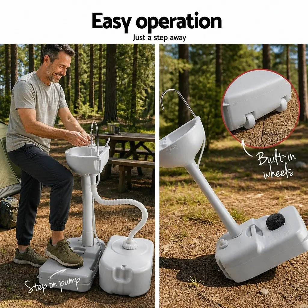 Portable Hand Wash Sink Stand HDPE 43L Grey