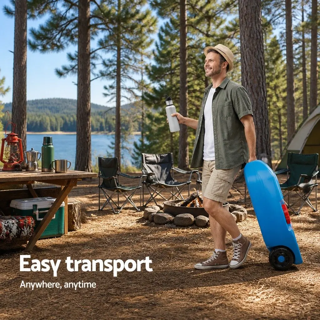 40L Portable Water Tank Polyethylene with Wheels Blue