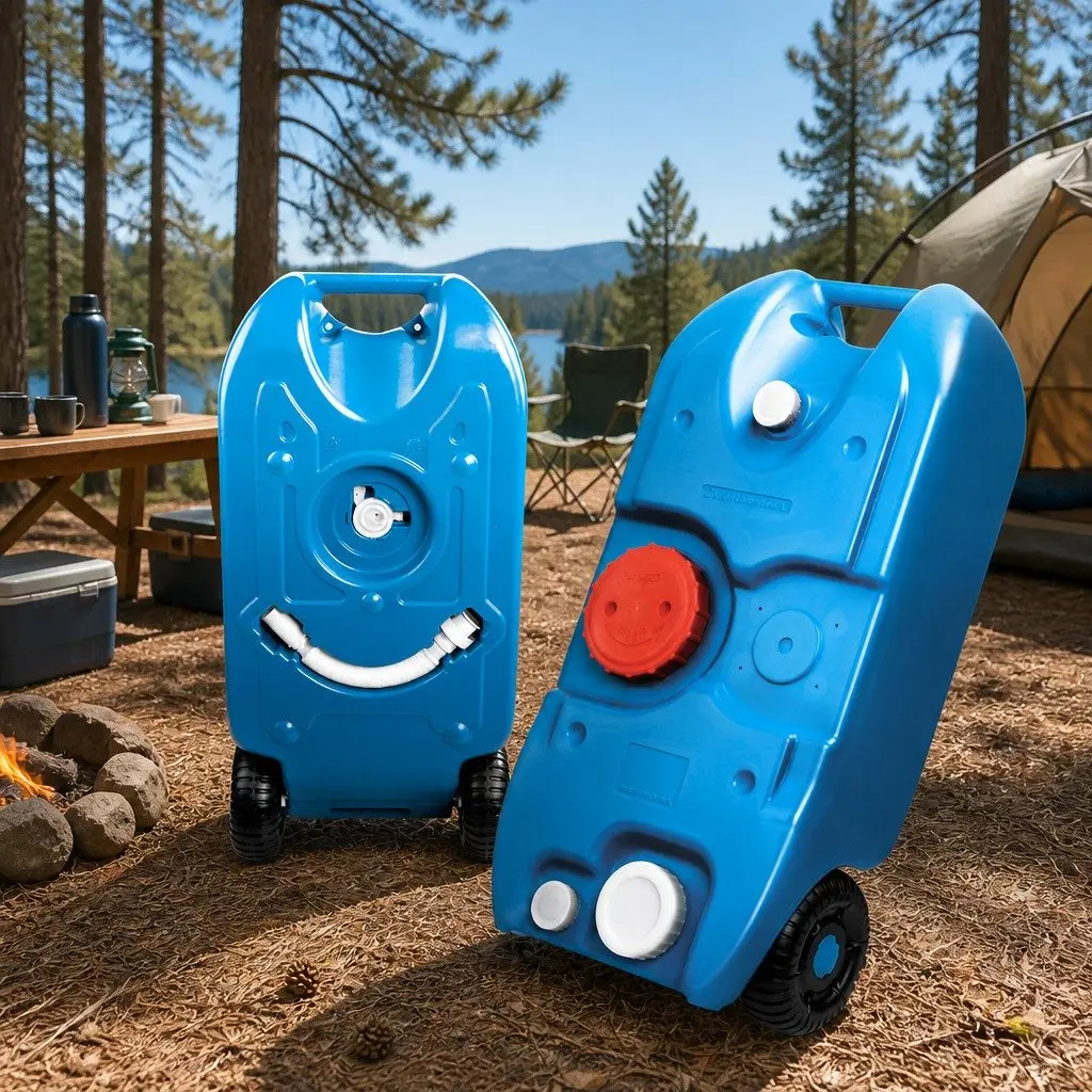 40L Portable Water Tank Polyethylene with Wheels Blue