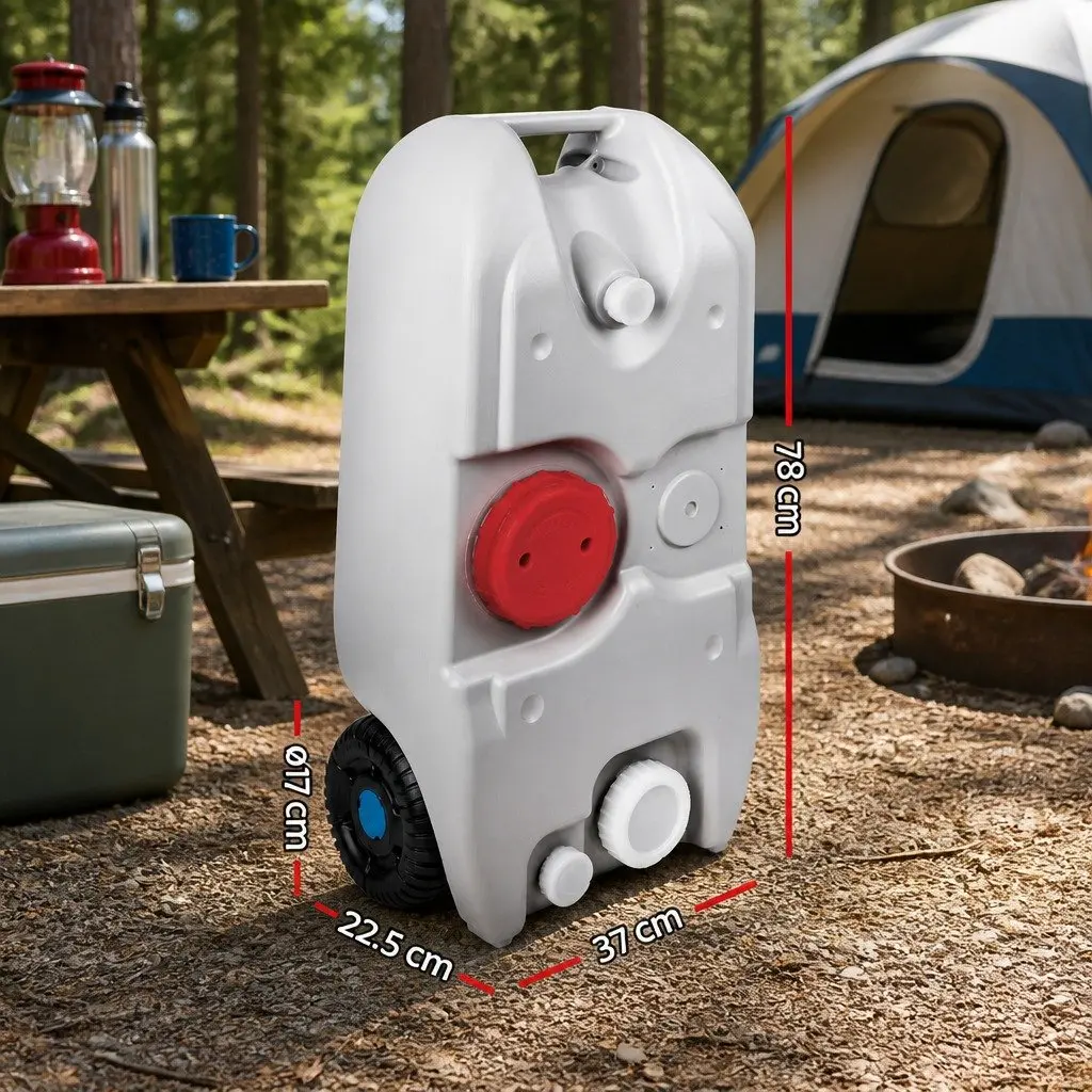 40L Portable Water Tank Polyethylene Grey with Wheels