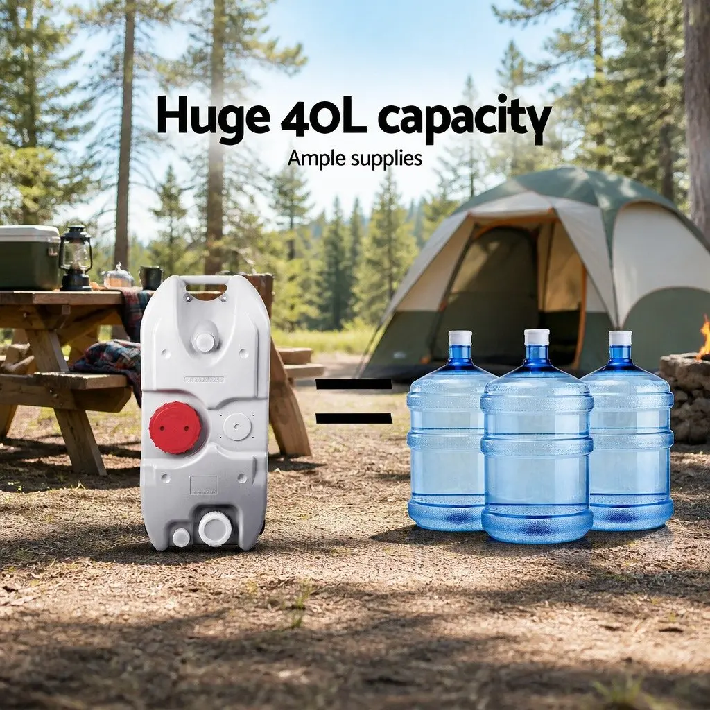 40L Portable Water Tank Polyethylene Grey with Wheels