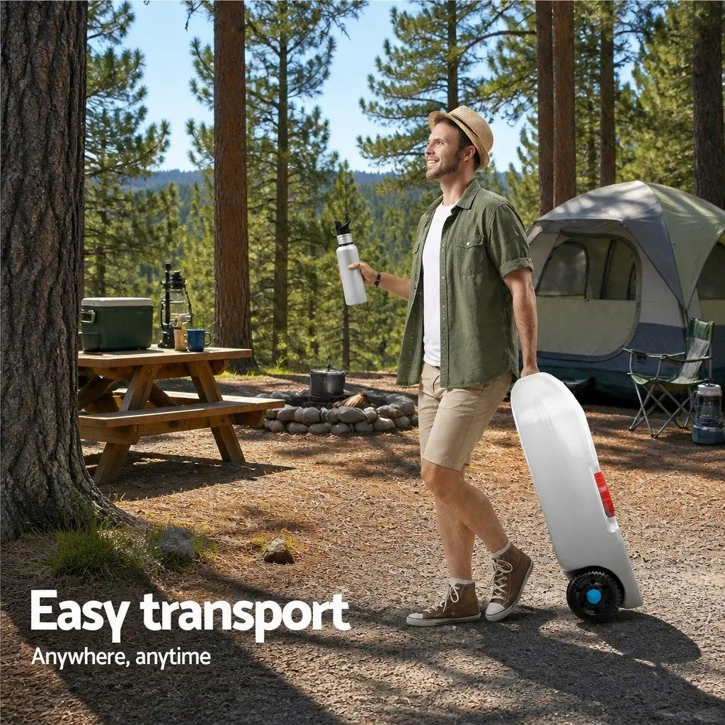 40L Portable Water Tank Polyethylene Grey with Wheels