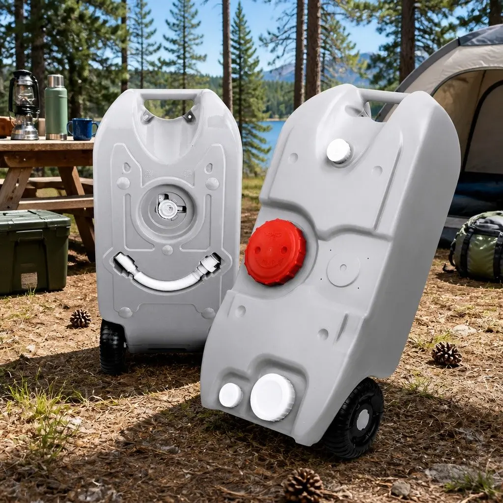 40L Portable Water Tank Polyethylene Grey with Wheels
