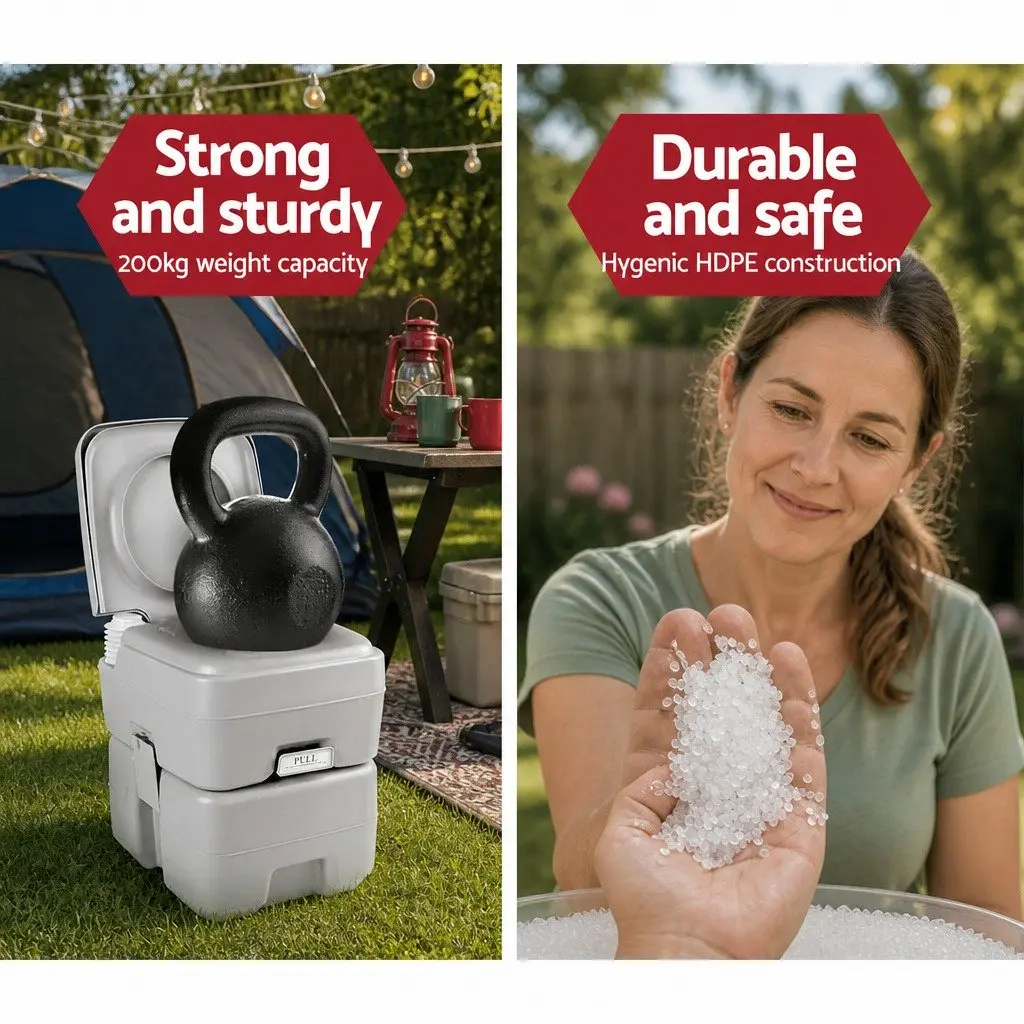 20L Portable Camping Toilet High Density Construction Grey
