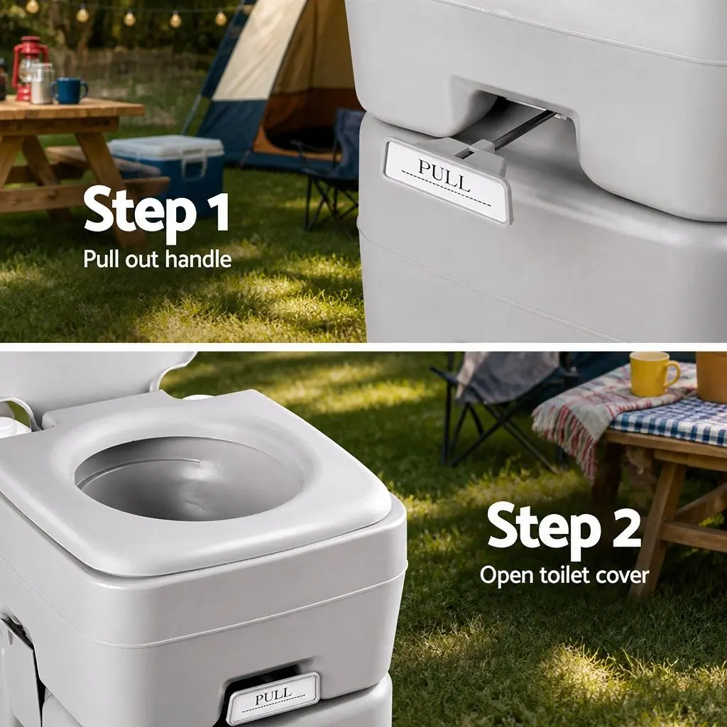 20L Portable Camping Toilet High Density Construction Grey