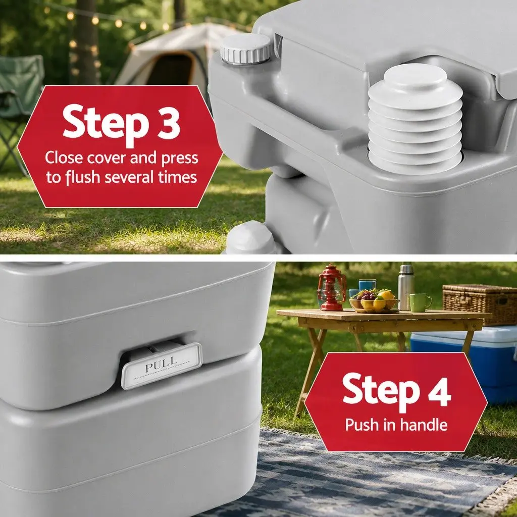 20L Portable Camping Toilet High Density Construction Grey