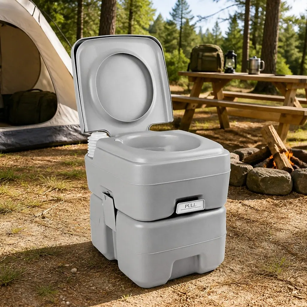Portable Camping Toilet High Density Durable Construction 20L Grey