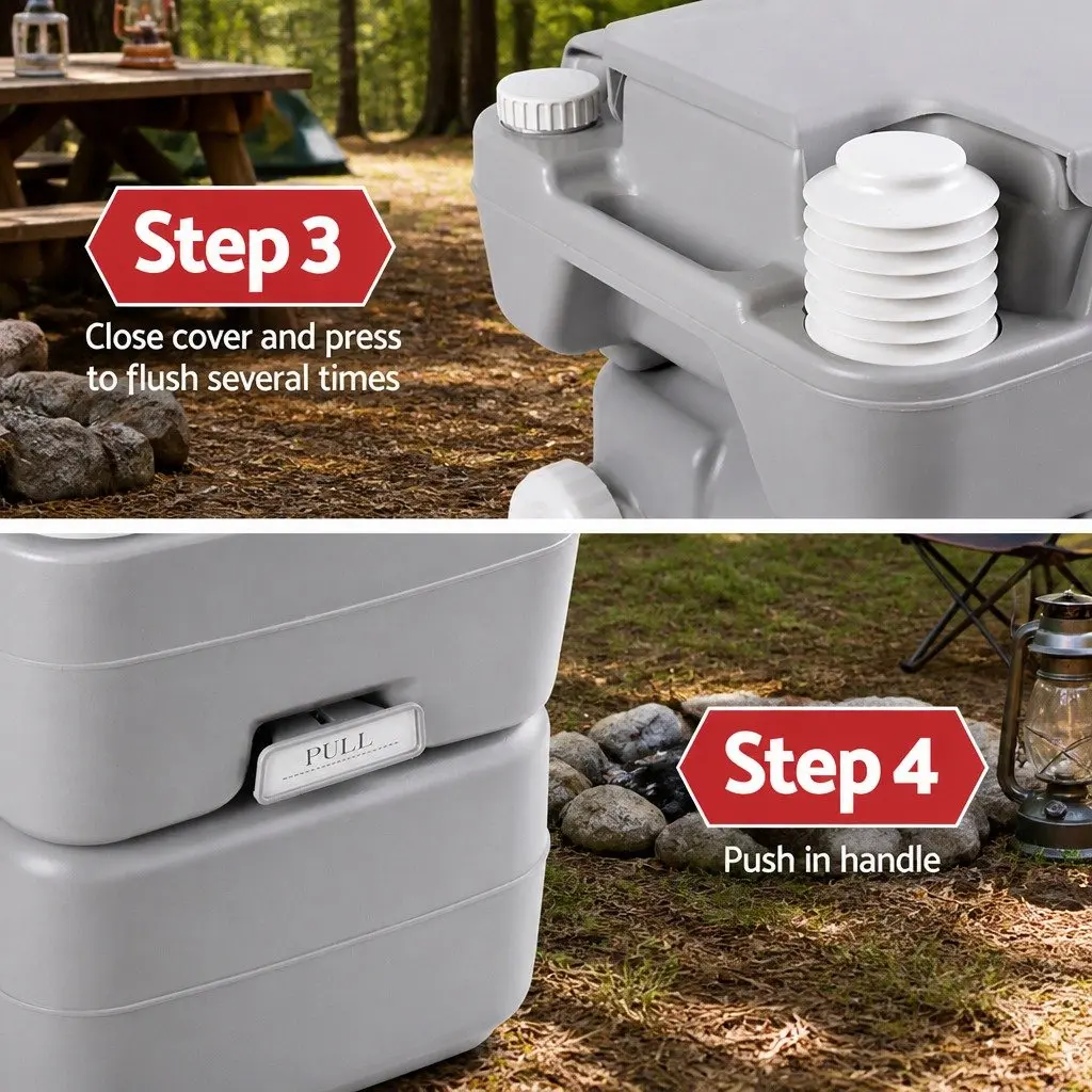 Portable Camping Toilet High Density Durable Construction 20L Grey