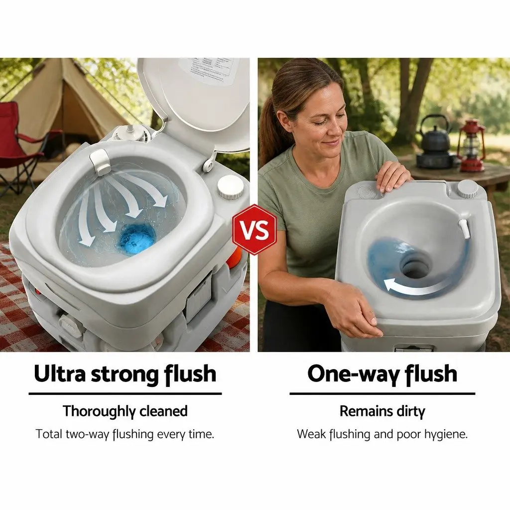 Portable Camping Toilet 22L Grey Outdoor Flush Potty