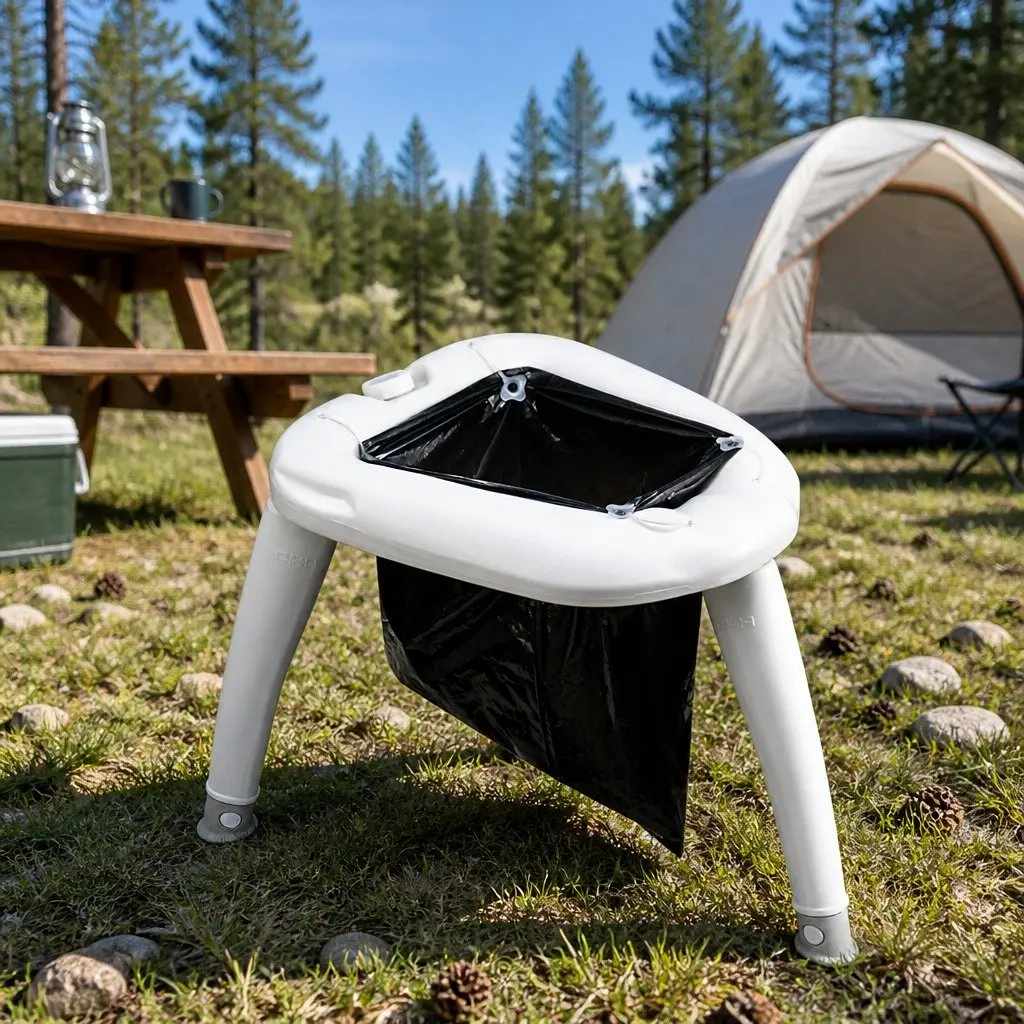 Portable Folding Camping Toilet Plastic White
