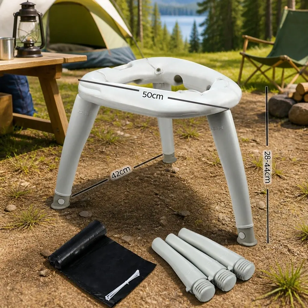Portable Folding Camping Toilet Plastic White