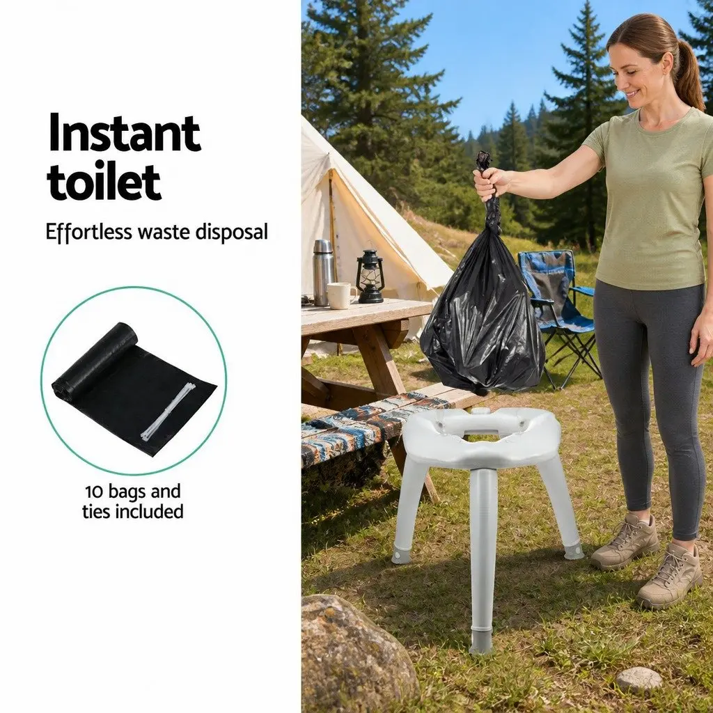 Portable Folding Camping Toilet Plastic White