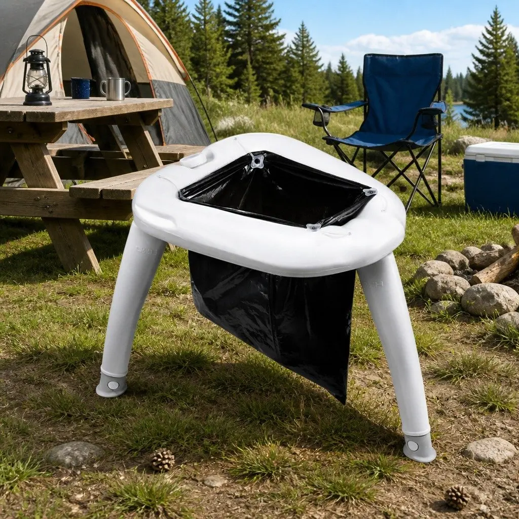 Portable Folding Camping Toilet Plastic White