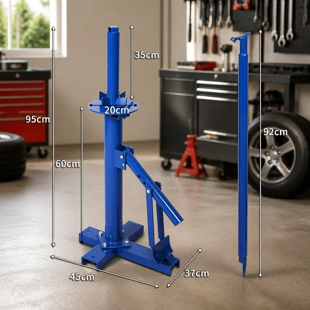 Motorcycle Tire Changer Manual Tool Blue Steel 8 Inch to 18 Inch Rim Floor Mount