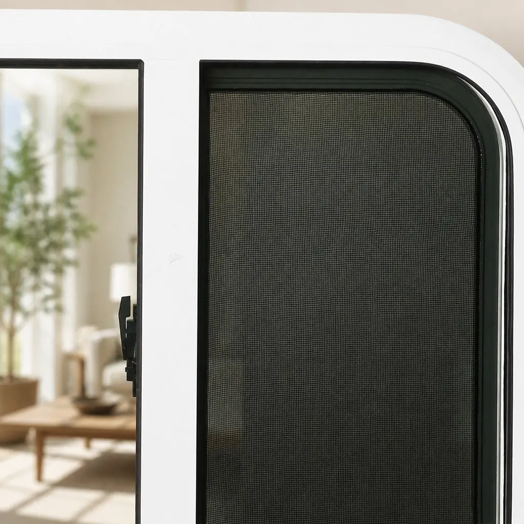 RV Sliding Window Tempered Glass 600mm x 500mm White for Camper Van with Flyscreen