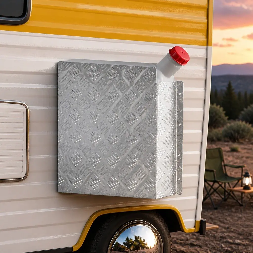 Diesel Heater Tank Cover Aluminium Checker Plate 51cm x 45cm x 11cm Silver