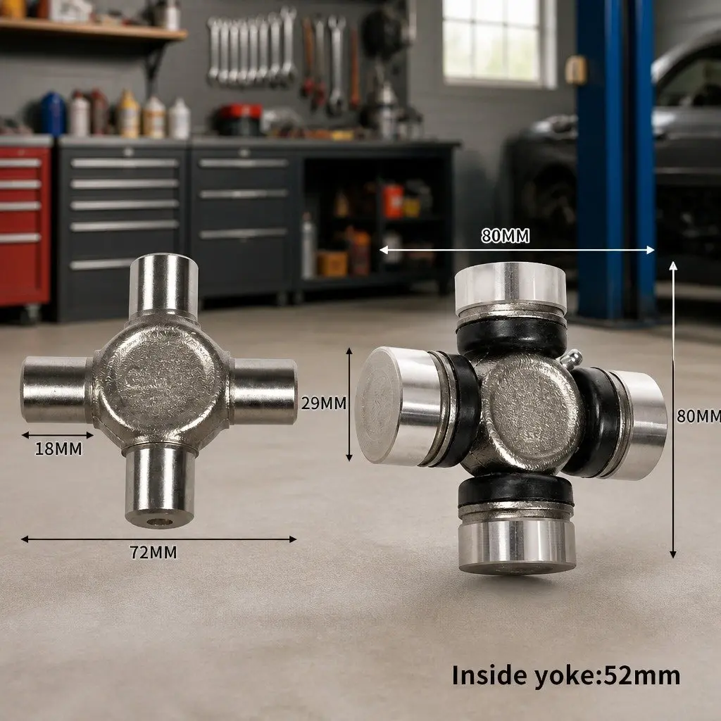 Universal Joint Drive Shaft Replacement Chrome Steel 80 mm x 80 mm x 29 mm Silver