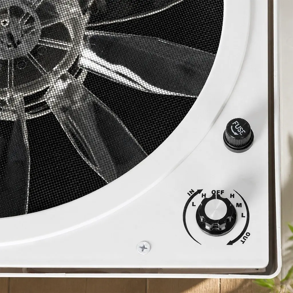 12V Caravan Roof Vent Fan Stainless Steel Adjustable Speed 42cm White