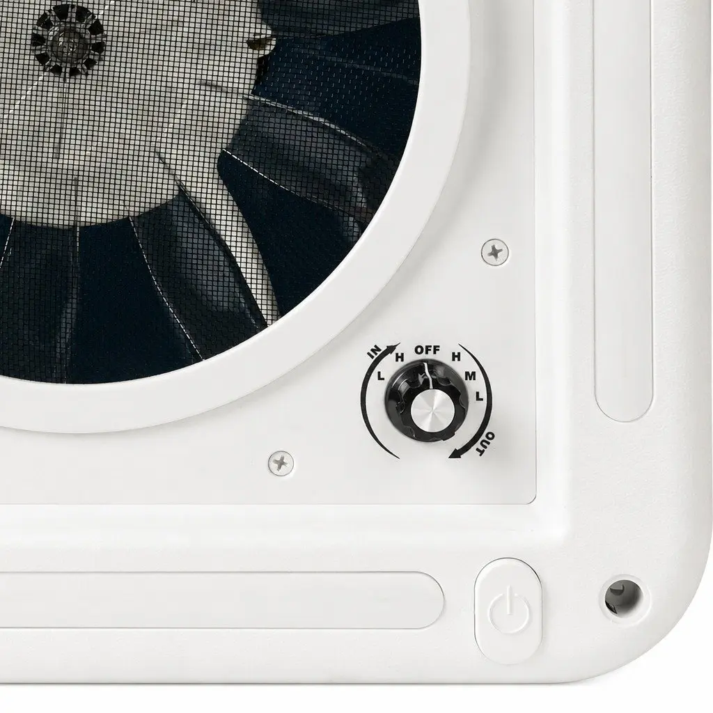 12V Roof Vent Hatch with Fan LED Light White 33cm x 33cm x 15.2cm RV Trailer Exhaust Air