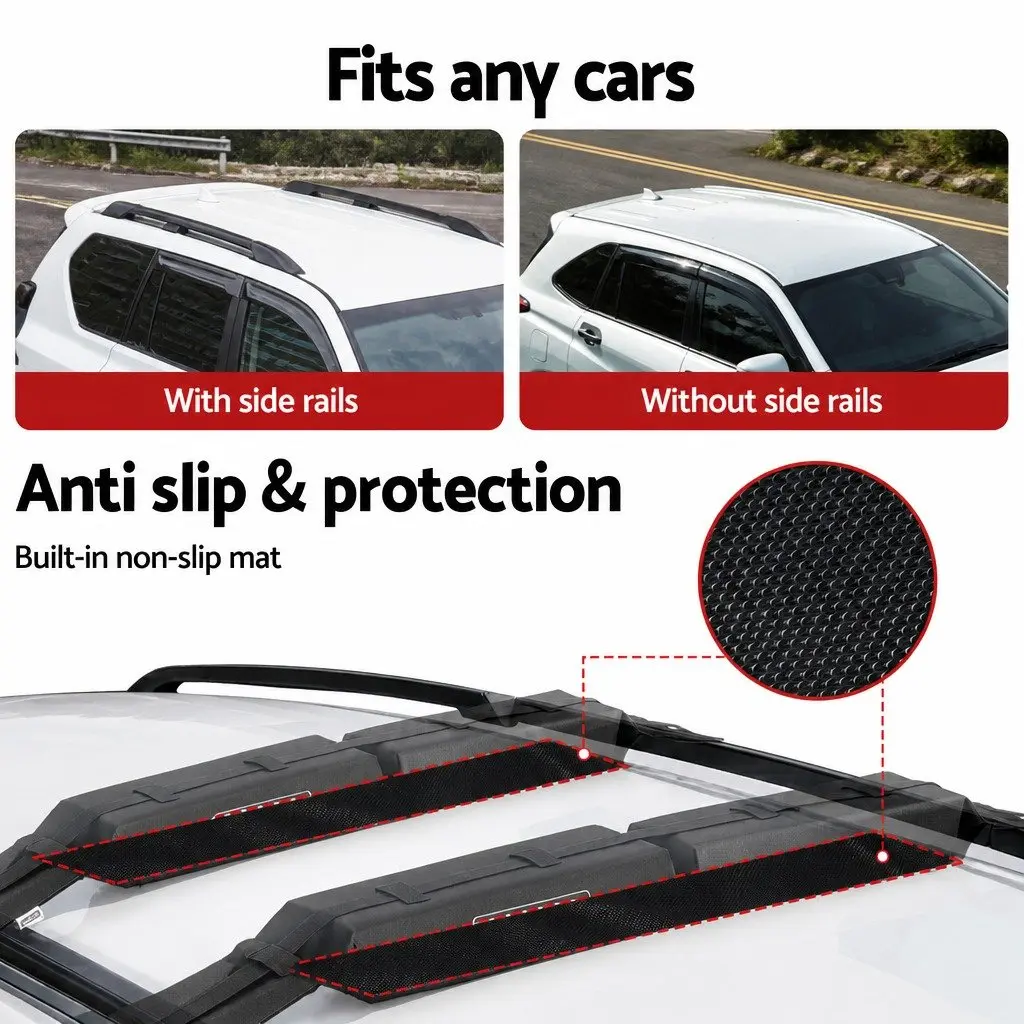 Soft Roof Rack Pads Portable Oxford Fabric 120cm Black for Kayak Surfboard SUP Canoe 2 Piece