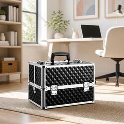 Portable Cosmetic Beauty Makeup Case Storage Organiser Diamond Black