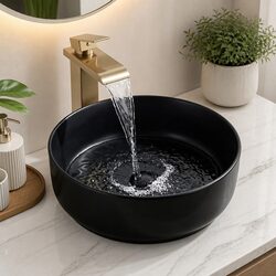 Functional Matte Black Round Sink for Stylish Bathrooms