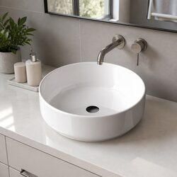 Practical White Round Bathroom Sink for Everyday Use 355x355x120mm
