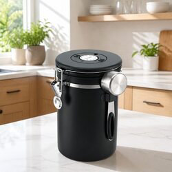 Stainless Steel Coffee Bean Storage Container 1.8L Canister with Viewing Window