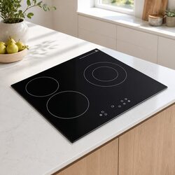 60cm Electric Ceramic Cooktop 4 Cooking Zones Touch Control Black Glass Hob