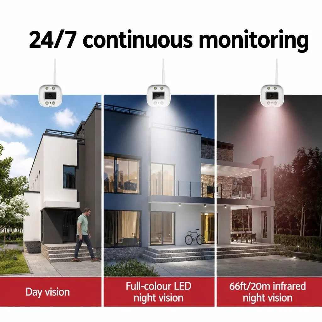 Wireless CCTV Security Camera 3MP Full HD Indoor Outdoor White IP65