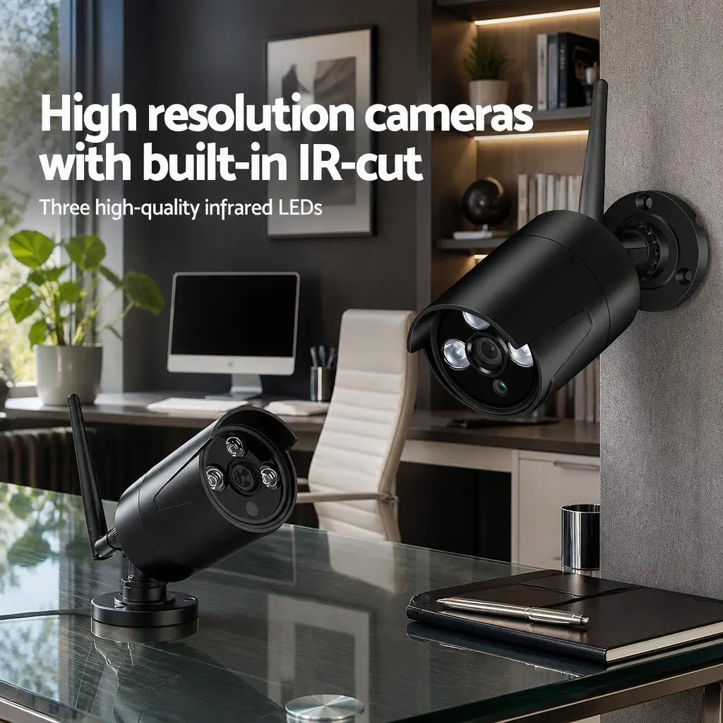 Wireless Security Camera 3MP Full HD Bullet Black Indoor Outdoor IP66 Waterproof