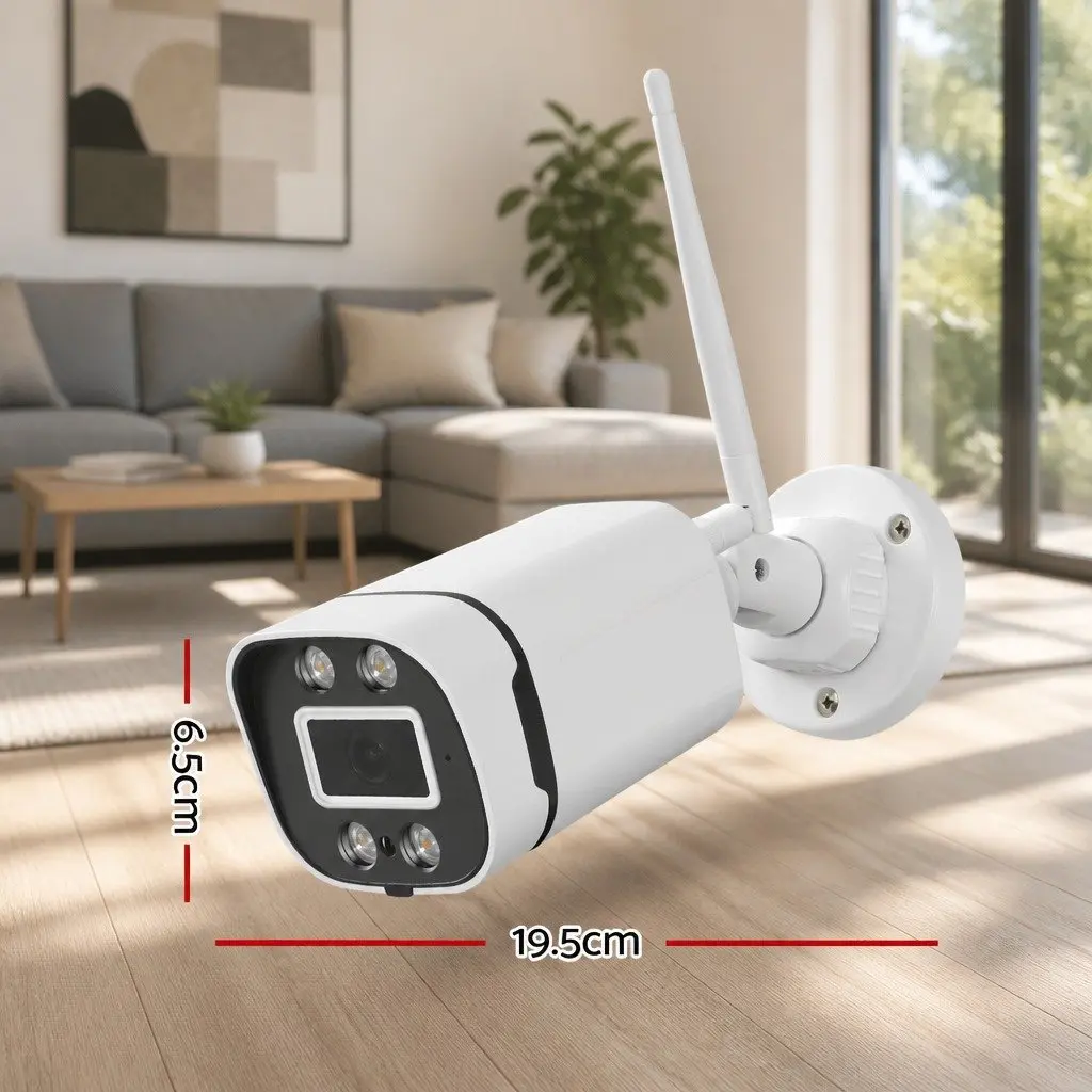 Wireless Security Camera 3MP Full HD Waterproof Indoor Outdoor Plastic White Square IP65 Night Vision Two Way Audio Remote Viewing
