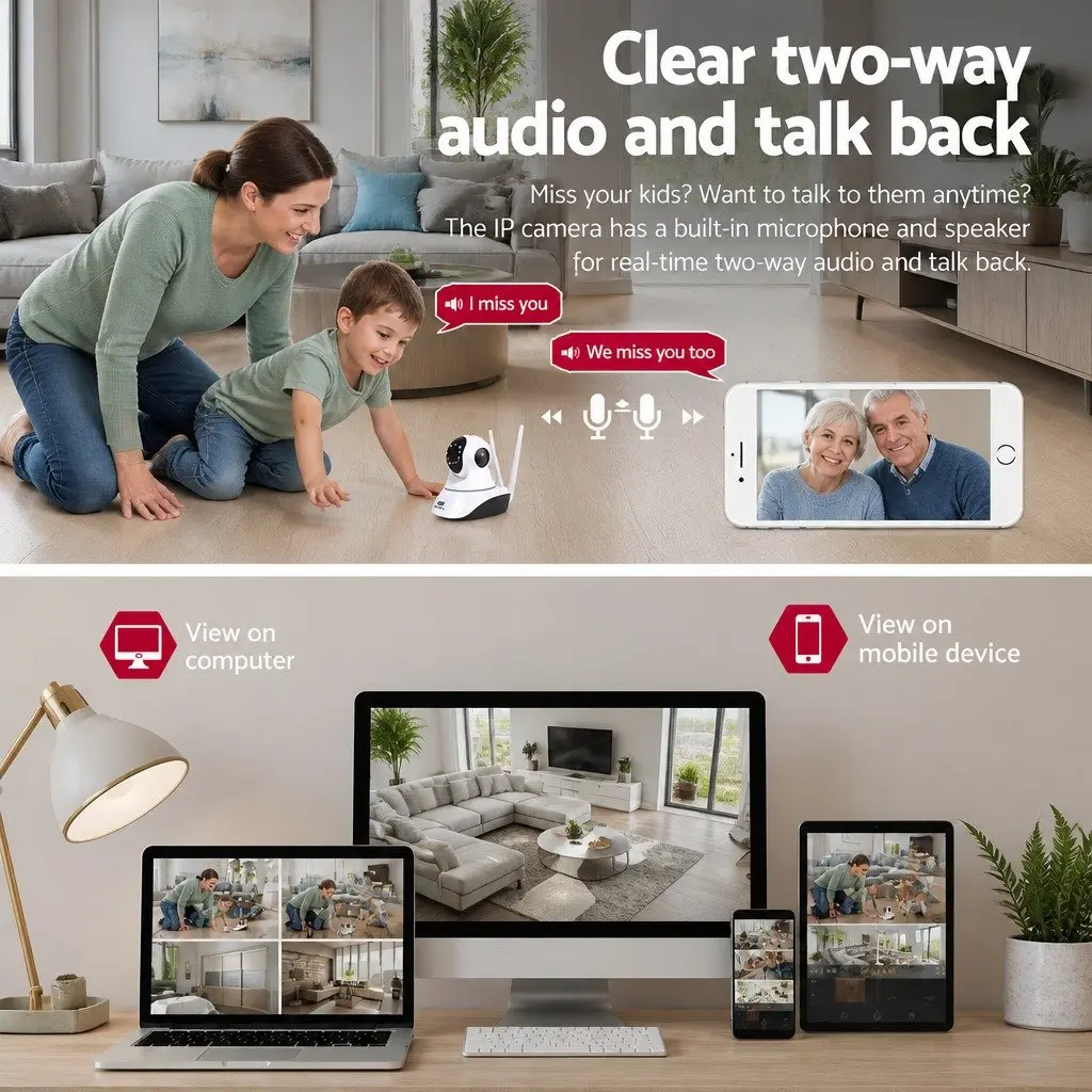Wireless IP Security Camera 1080P HD Dome White 2 Pack