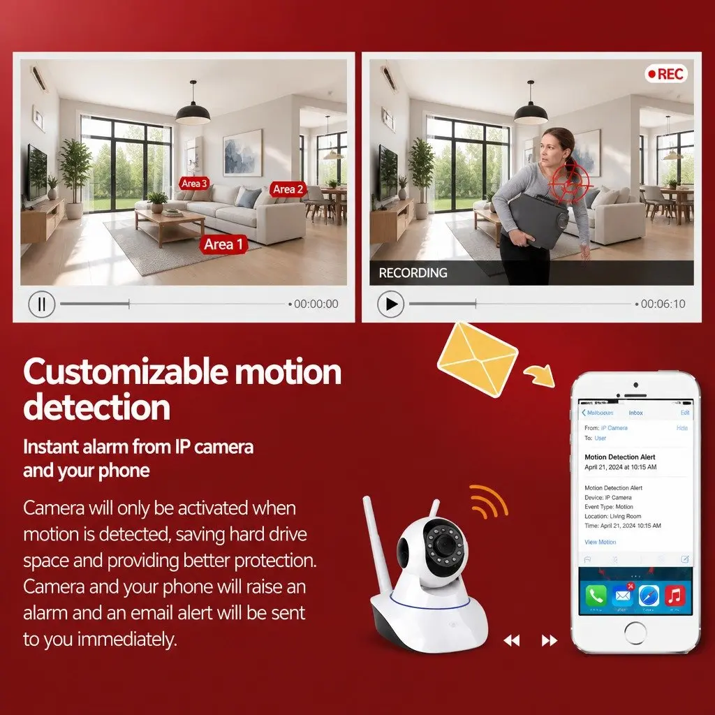 Wireless IP Security Camera 1080P HD Dome White 2 Pack