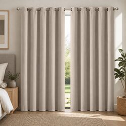Functional Beige Blockout Curtains for Everyday Use