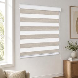 Zebra Roller Blind 90x210cm Light Control Blackout Window Shade Beige Double