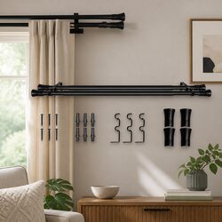 Practical Double Curtain Rod for Home Use - Adjustable
