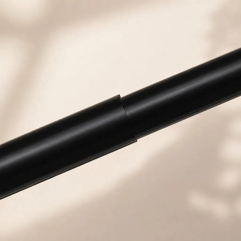 Double Curtain Rod Extendable Steel Pole Black Modern Bell Cap Design Adjustable