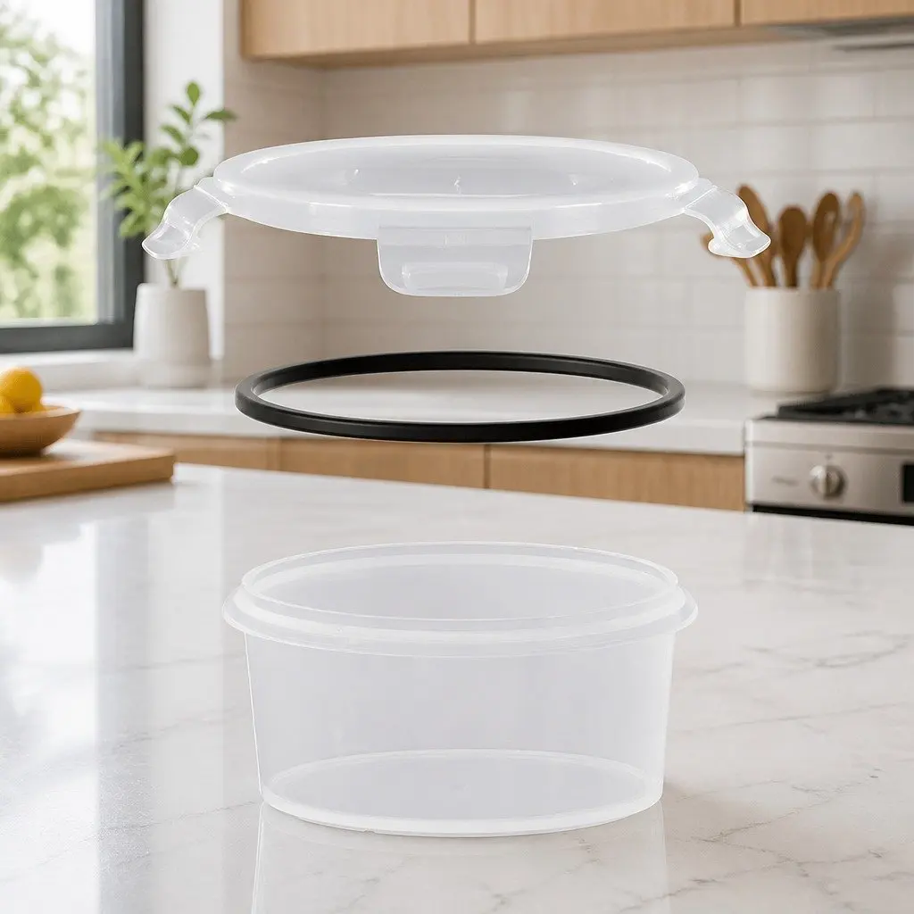 Food Storage Container Set Airtight Stackable PP Plastic 16 Piece White and Black
