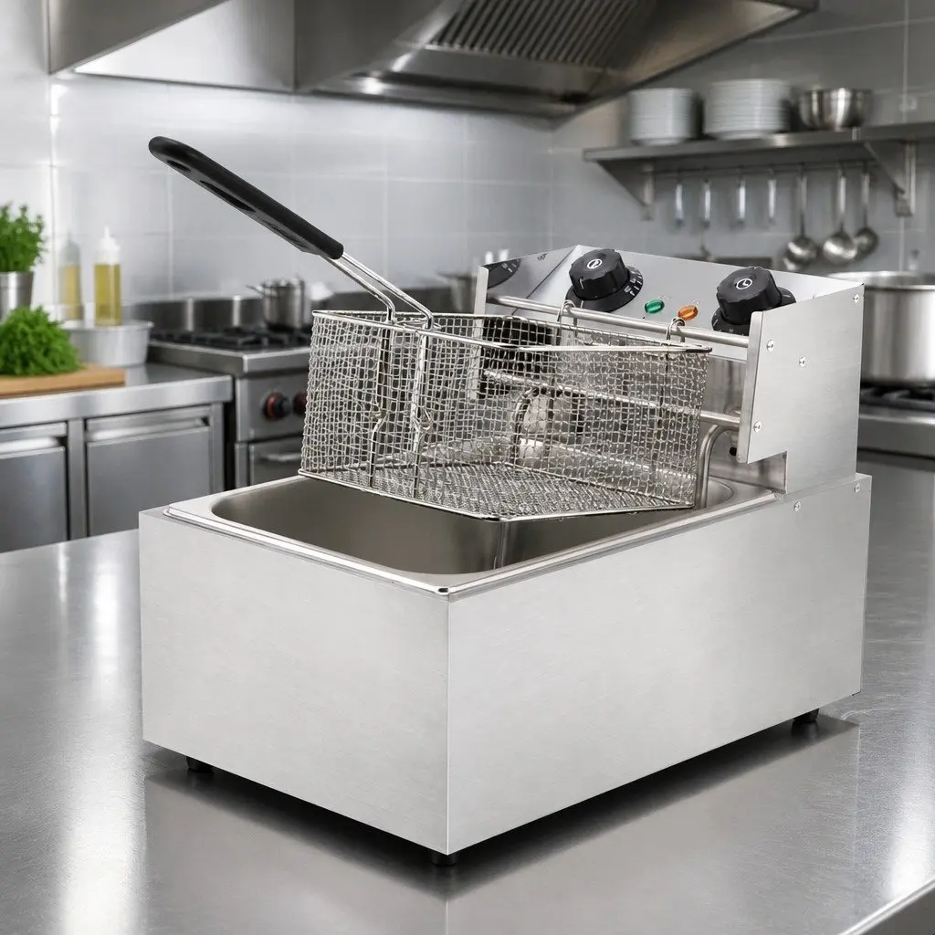 Electric Deep Fryer Stainless Steel 10L Silver