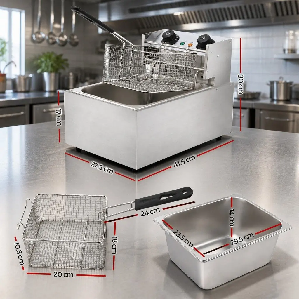 Electric Deep Fryer Stainless Steel 10L Silver