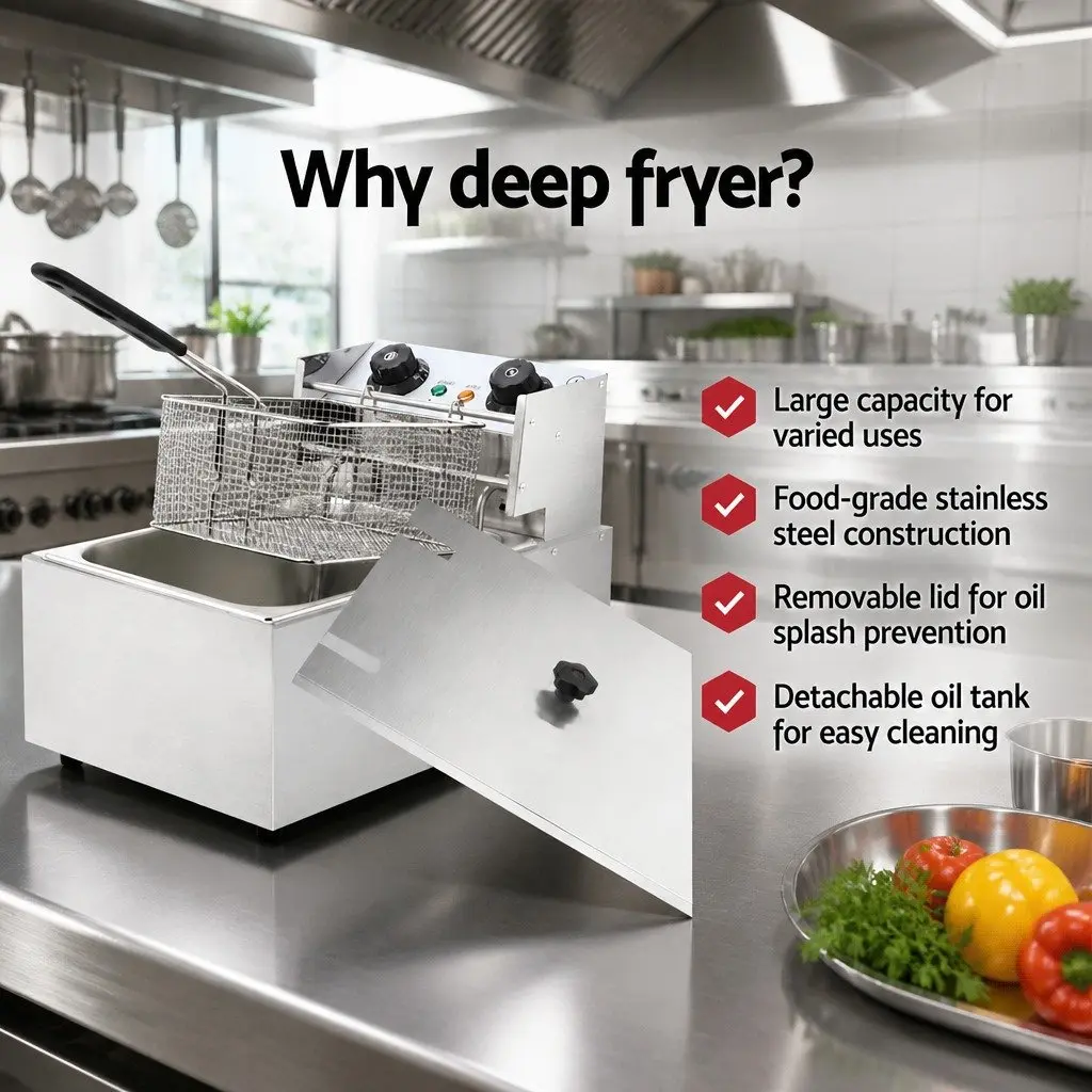 Electric Deep Fryer Stainless Steel 10L Silver