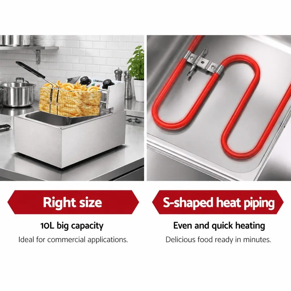 Electric Deep Fryer Stainless Steel 10L Silver