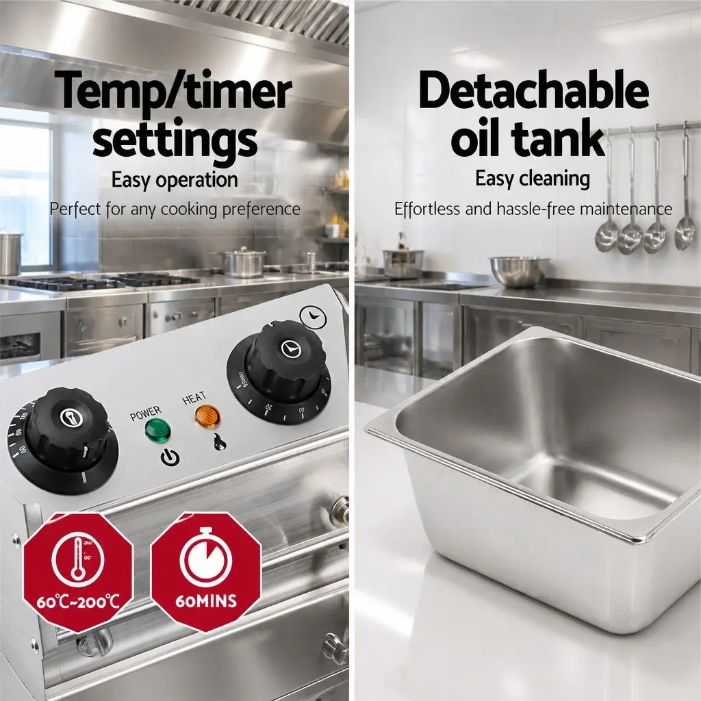 Electric Deep Fryer Stainless Steel 10L Silver