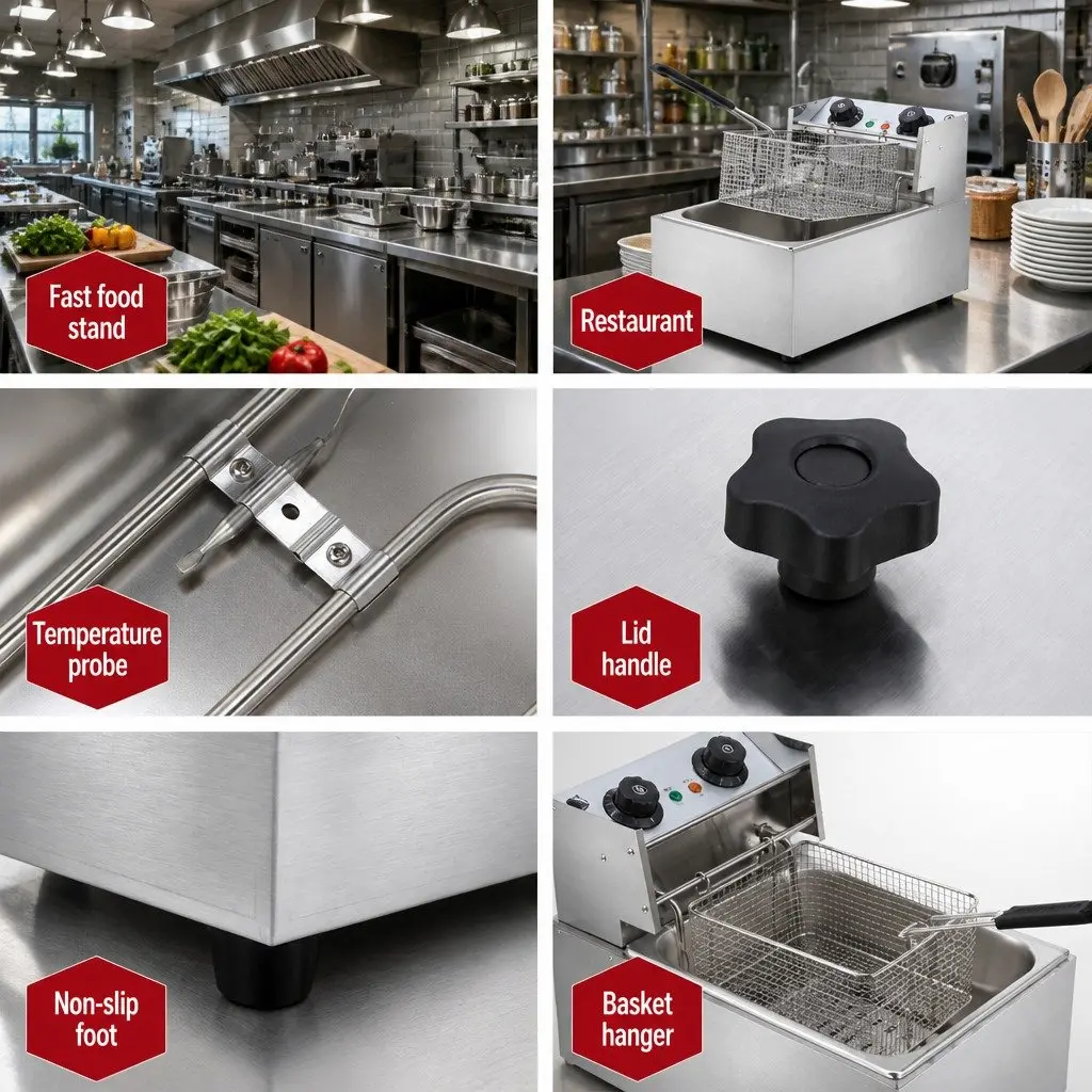 Electric Deep Fryer Stainless Steel 10L Silver