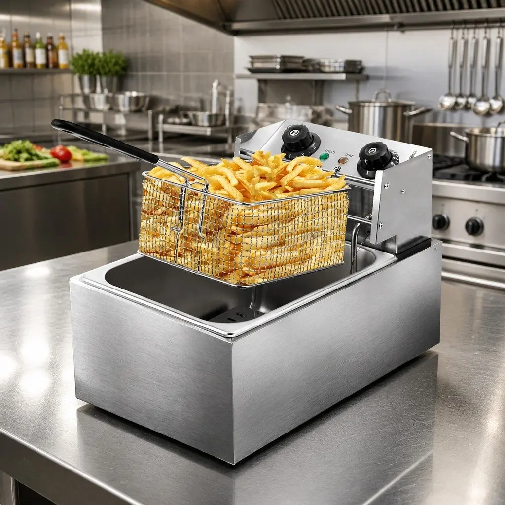 Electric Deep Fryer Stainless Steel 10L Silver